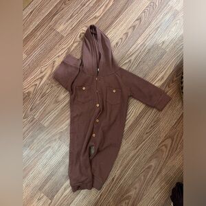 Brown Hooded Baby Jumpsuit